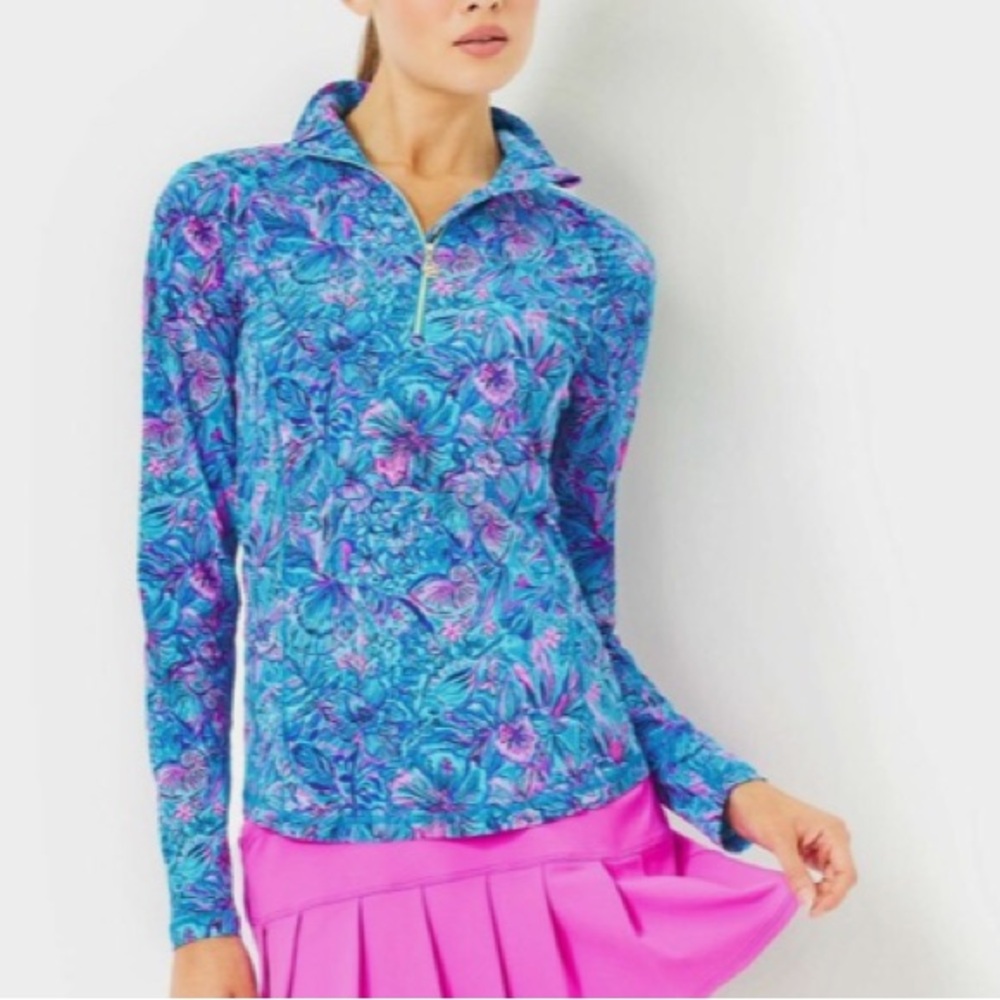 LILLY PULITZER JUSTINE HALF ZIP UPF 5
BREAKWATER BLUE SHELLS N BELLS M - Picture 2 of 11